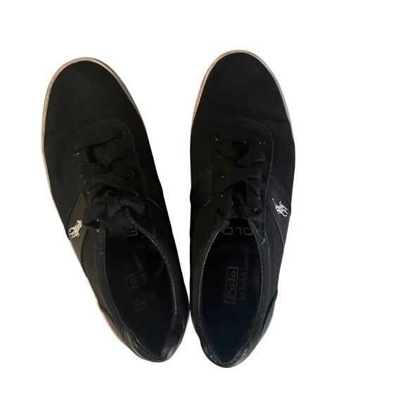 Polo by Ralph Lauren black lace up canvas Hanford size 7.5 D sneakers - Picture 2 of 6